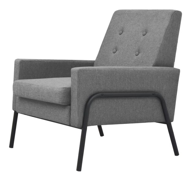 vidaXL Armchair Light Grey Steel and Fabric