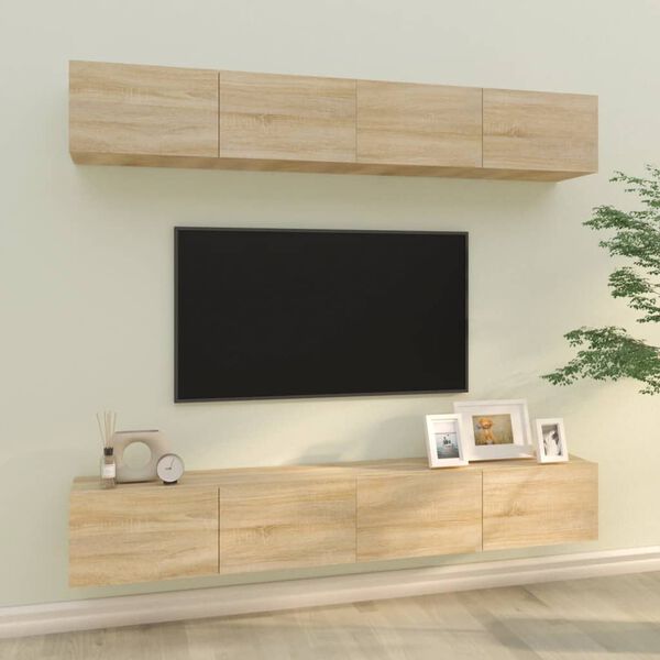 vidaXL Wall TV Cabinets 4 pcs Sonoma Oak 100x30x30 cm
