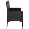 vidaXL 2-Seater Garden Bench with Cushions Black Poly Rattan