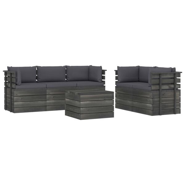 vidaXL 6 Piece Garden Pallet Lounge Set with Cushions Solid Pinewood