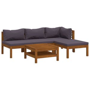 vidaXL Wooden Lounge Set | Dark Grey, Natural Wood