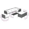 vidaXL 9 Piece Garden Lounge Set with Cushions Poly Rattan Dark Grey