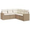 vidaXL 5 Piece Garden Sofa Set with Cushions Beige Poly Rattan