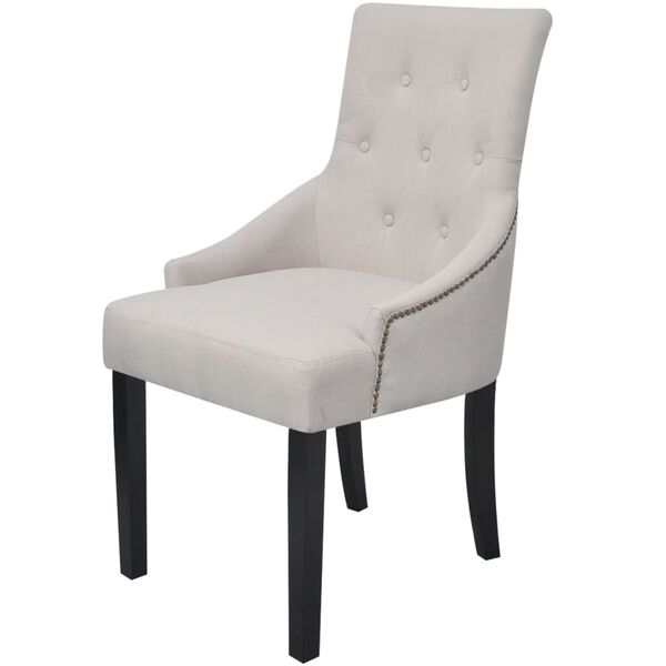 vidaXL Dining Chairs 2 pcs Cream Grey Fabric