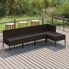 vidaXL 5 Piece Garden Lounge Set with Cushions Poly Rattan Black