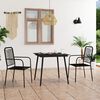 vidaXL 3 Piece Garden Dining Set Cotton Rope and Steel Black