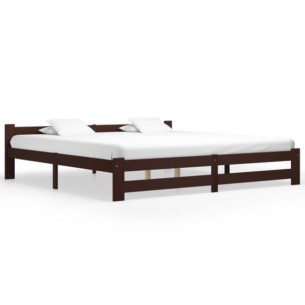 vidaXL Bed Frame without Mattress Dark Brown Solid Pine Wood 200x200 cm