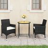 vidaXL 3 Piece Garden Bistro Set Poly Rattan and Acacia Wood Black