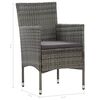 vidaXL 5 Piece Outdoor Dining Set Grey Poly Rattan and Glass