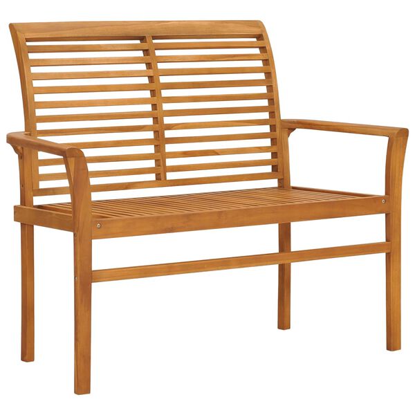 vidaXL Garden Bench with Leaf Pattern Cushion 112 cm Solid Teak Wood