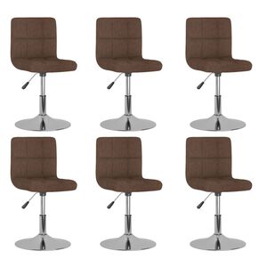 vidaXL Swivel Dining Chairs 6 pcs Brown Fabric