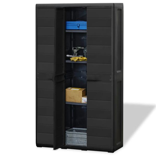 vidaXL Garden Storage Cabinet with 4 Shelves Black