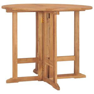 vidaXL Folding Garden Dining Table &Oslash;90x75 cm Solid Teak Wood