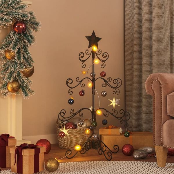 vidaXL Metal Christmas Tree for Decoration Black 90 cm