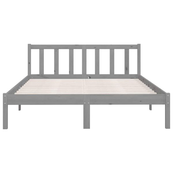 vidaXL Bed Frame without Mattress Grey Solid Wood 160x200 cm