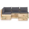 vidaXL 5 Piece Garden Lounge Set with Cushions Green Impregnated Wood