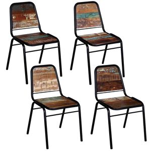 vidaXL Dining Chair | Set of 4 | Multicolour | Solid reclaimed wood | Standard
