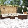 vidaXL 10 Piece Garden Lounge Set with Cushions Poly Rattan Brown