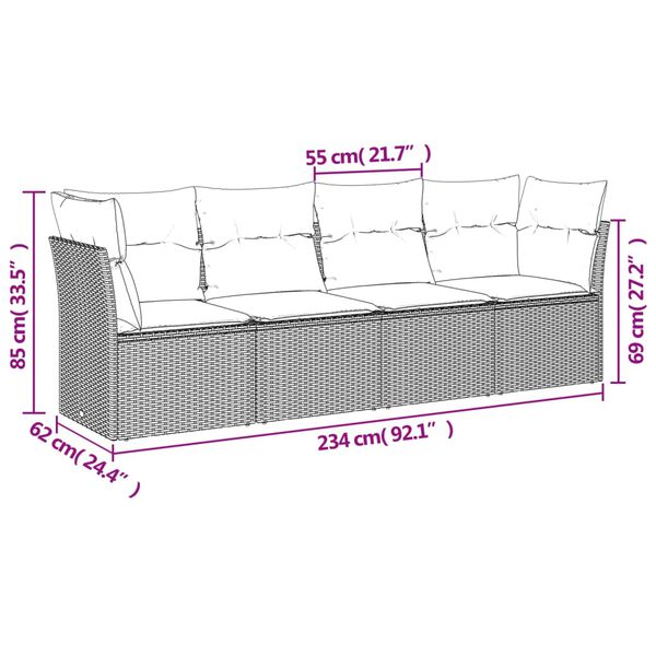 vidaXL 4 Piece Garden Sofa Set with Cushions Beige Poly Rattan