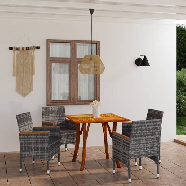 vidaXL 5 Piece Garden Dining Set Grey