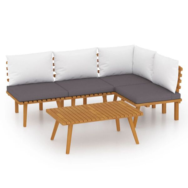 vidaXL 5 Piece Garden Lounge Set with Cushions Solid Wood Acacia