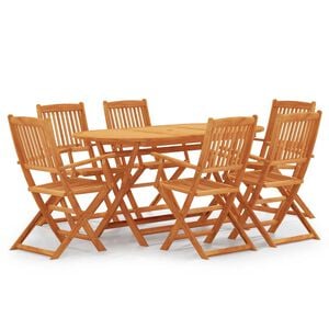 vidaXL 7 Piece Folding Outdoor Dining Set Solid Eucalyptus Wood