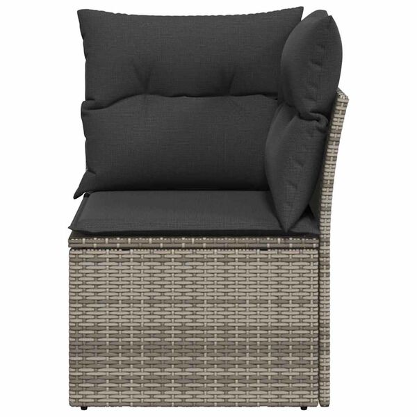 vidaXL Garden Sofa Corner with Cushions Grey Poly Rattan