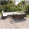 vidaXL 12 Piece Garden Lounge Set with Cushions Poly Rattan Brown