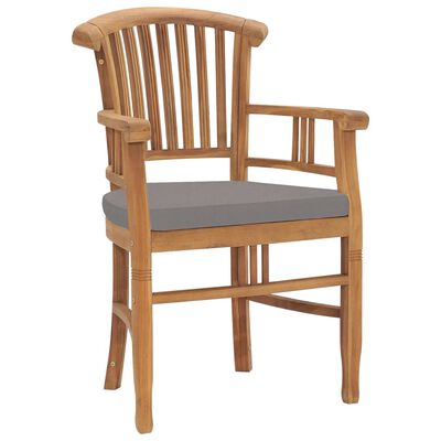 vidaXL Garden Chairs 2 pcs with Dark Grey Cushions Solid Teak Wood