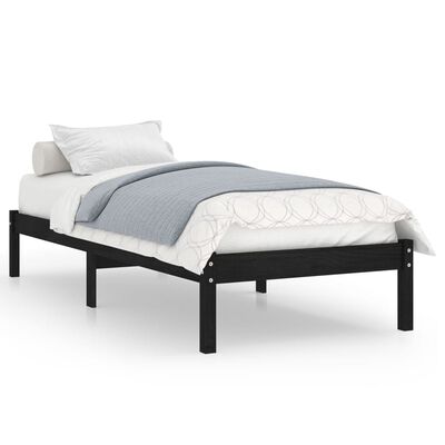 vidaXL Bed Frame without Mattress Black Solid Wood 90x200 cm