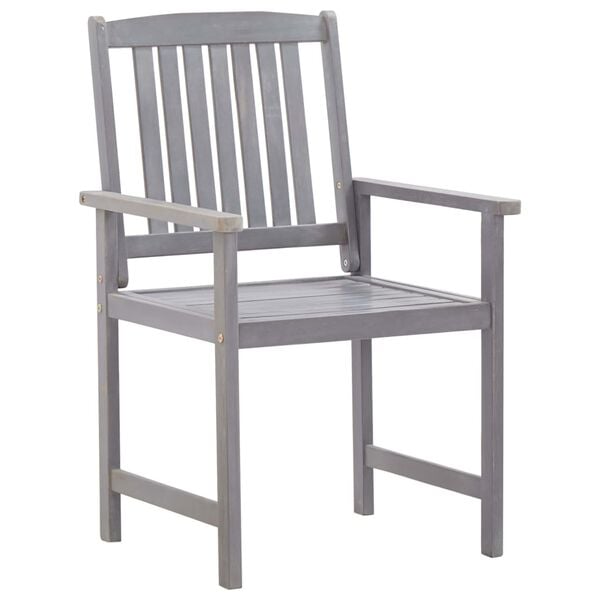 vidaXL 7 Piece Outdoor Dining Set Grey Wash Solid Acacia Wood