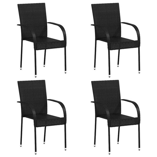 vidaXL Stackable Outdoor Chairs 4 pcs Poly Rattan Black