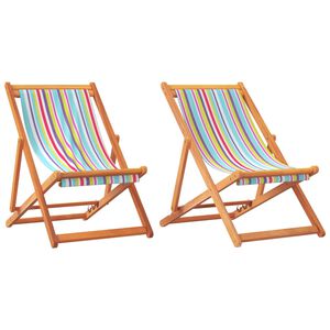 vidaXL Folding Chairs 2 pcs Multicolour Fabric