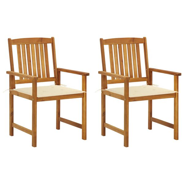 vidaXL Garden Chairs with Cushions 2 pcs Solid Acacia Wood
