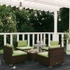 vidaXL 5 Piece Garden Lounge Set with Cushions Poly Rattan Brown