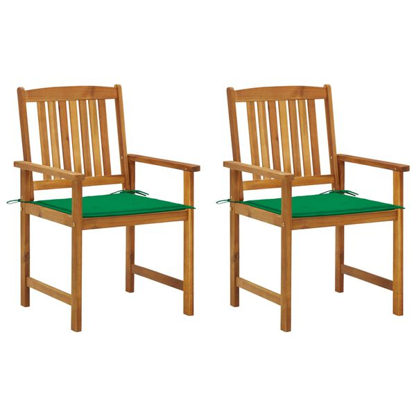 vidaXL Garden Chairs with Cushions 2 pcs Solid Acacia Wood