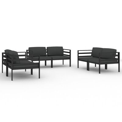 vidaXL 6 Piece Garden Lounge Set with Cushions Aluminium Anthracite