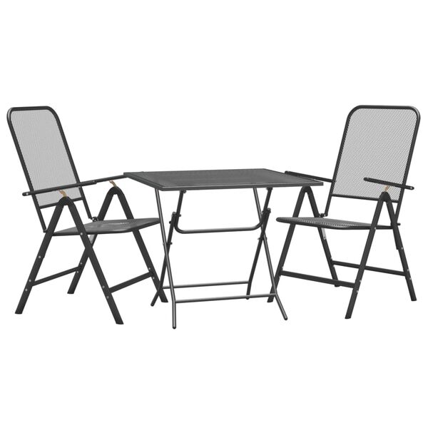 vidaXL 3 Piece Garden Dining Set Expanded Metal Mesh Anthracite