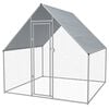 vidaXL Chicken Cage | Silver frame, Grey roof