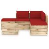 vidaXL 6 Piece Garden Lounge Set with Cushions Green Impregnated Wood