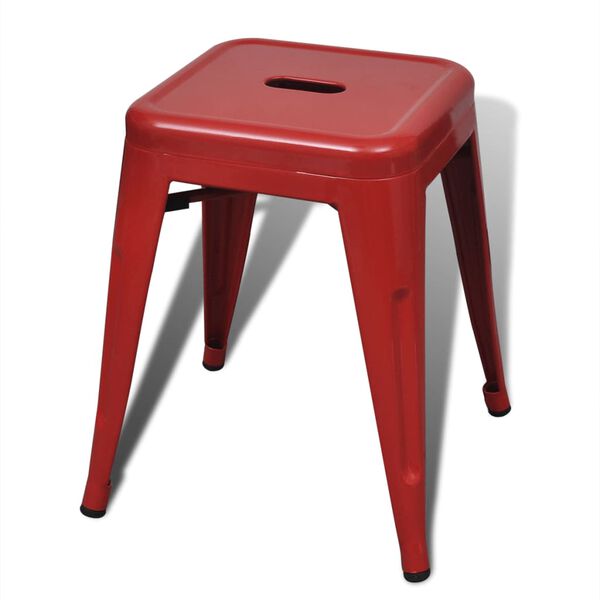 vidaXL Stacking Stools 2 pcs Red Metal