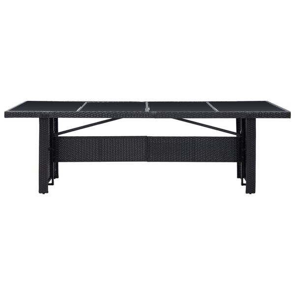 vidaXL Garden Table Black 240x90x74 cm Poly Rattan and Glass