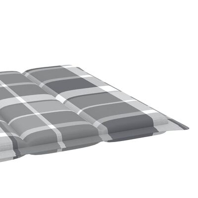 vidaXL Sun Lounger with Grey Check Pattern Cushion Solid Teak Wood