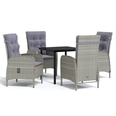 vidaXL 5 Piece Outdoor Dining Set with Cushions Grey and Black