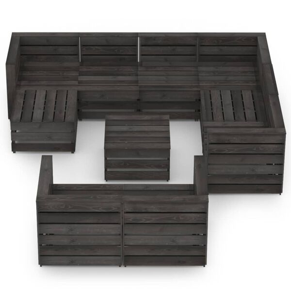 vidaXL 10 Piece Garden Lounge Set Grey Impregnated Pinewood