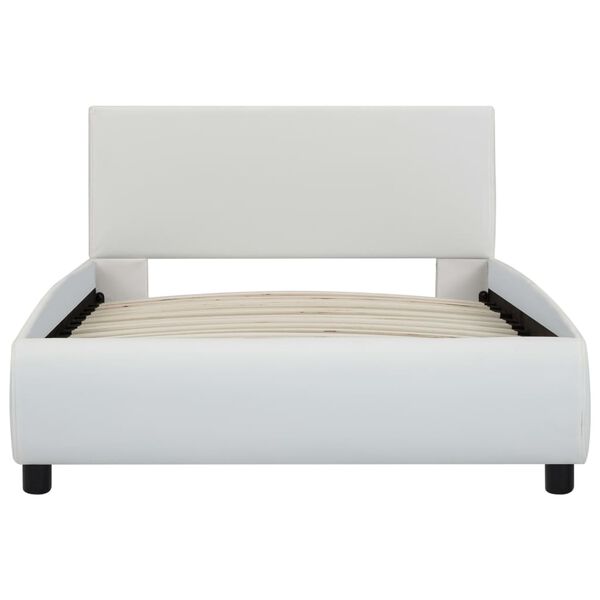 vidaXL Bed Frame with LED without Mattress White Faux Leather 90x200 cm