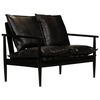 vidaXL 246483 vidaXL 2-Seater Sofa Real Leather with Acacia Wood Black