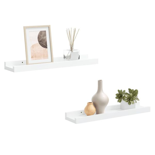 vidaXL Picture Frame Ledge Shelves 2 pcs White 40x9x3 cm MDF