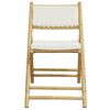 vidaXL 2 Piece Folding Bistro Chairs with Cream White Cushions Bamboo