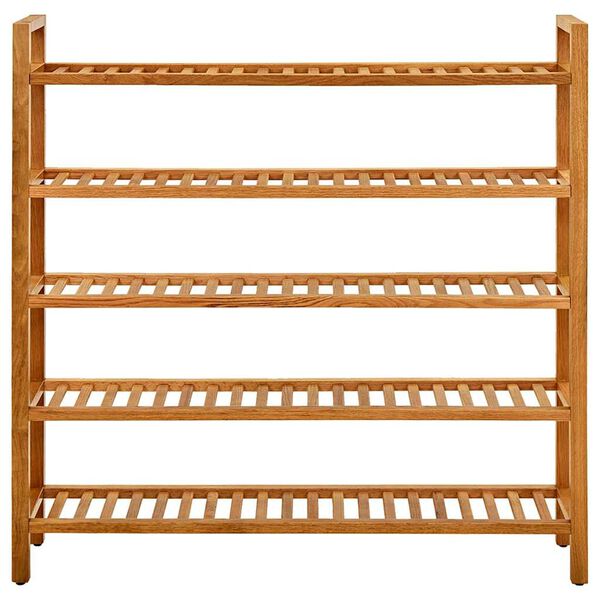 vidaXL Shoe Rack with 5 Shelves 100x27x100 cm Solid Oak Wood